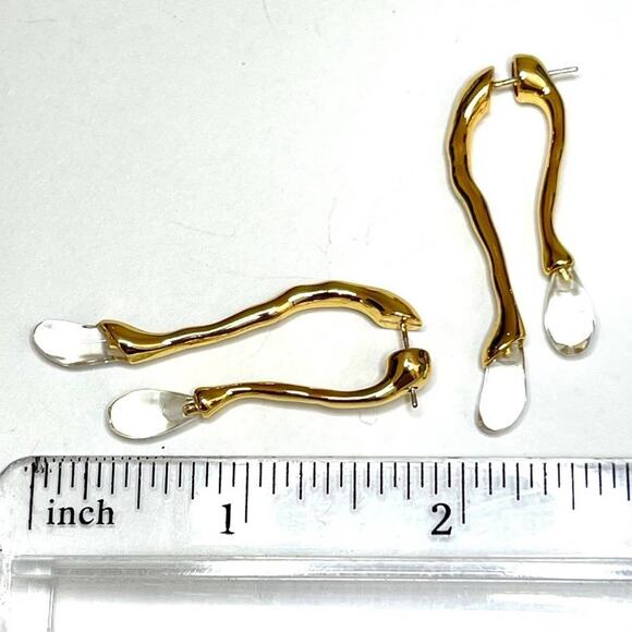 Earrings Unique Front Back Double Drop Lucite Gold Alexis Bittar STYLE N16 - Picture 5 of 5